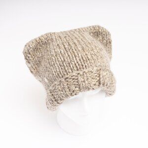 Adult Brown Chunky Knit Cat Ear Beanie